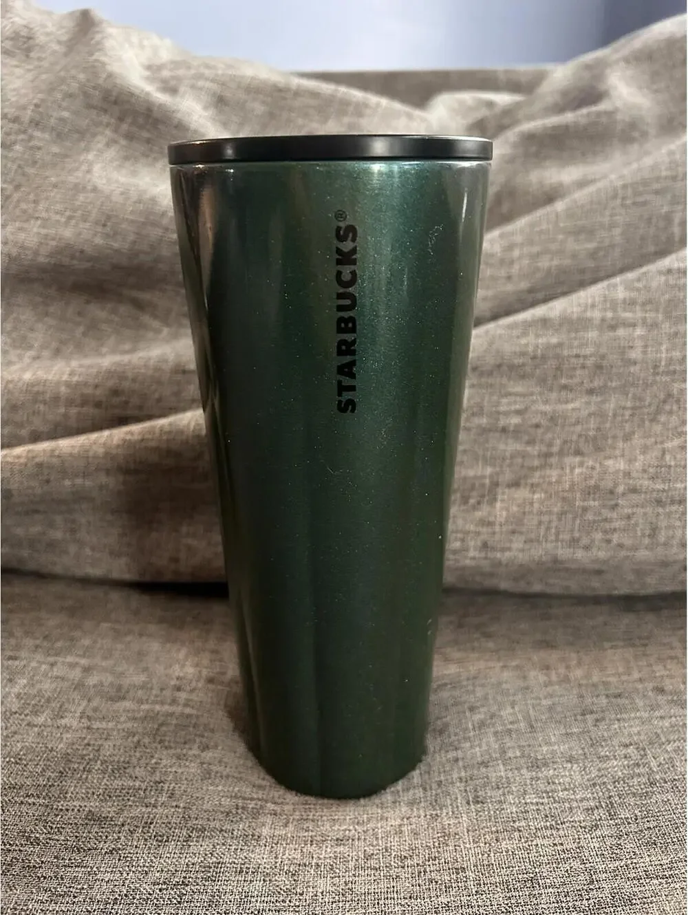 Starbucks Sparkling Green Scalloped Stainless Steel Cold Cup Travel Tumbler 24oz